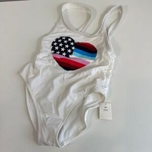 Urban Outfitters One Piece Swimsuit Spangled Heart White S Scoop Backless New